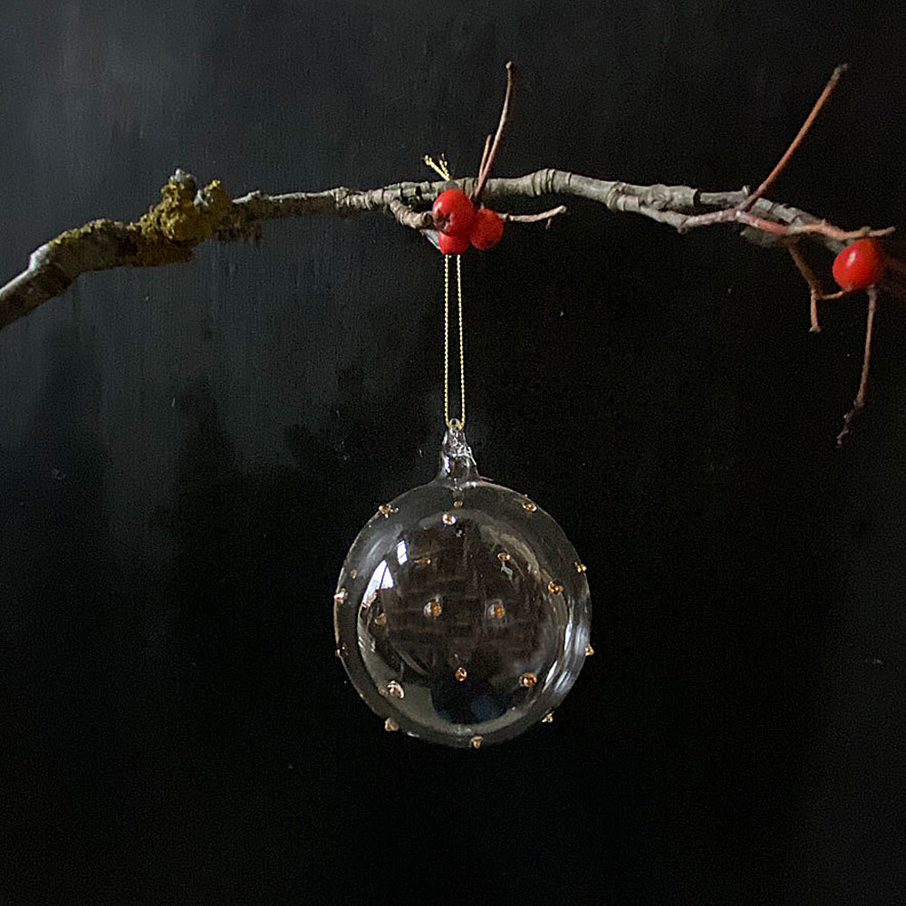 Glass Ball Clear | Gold Dots