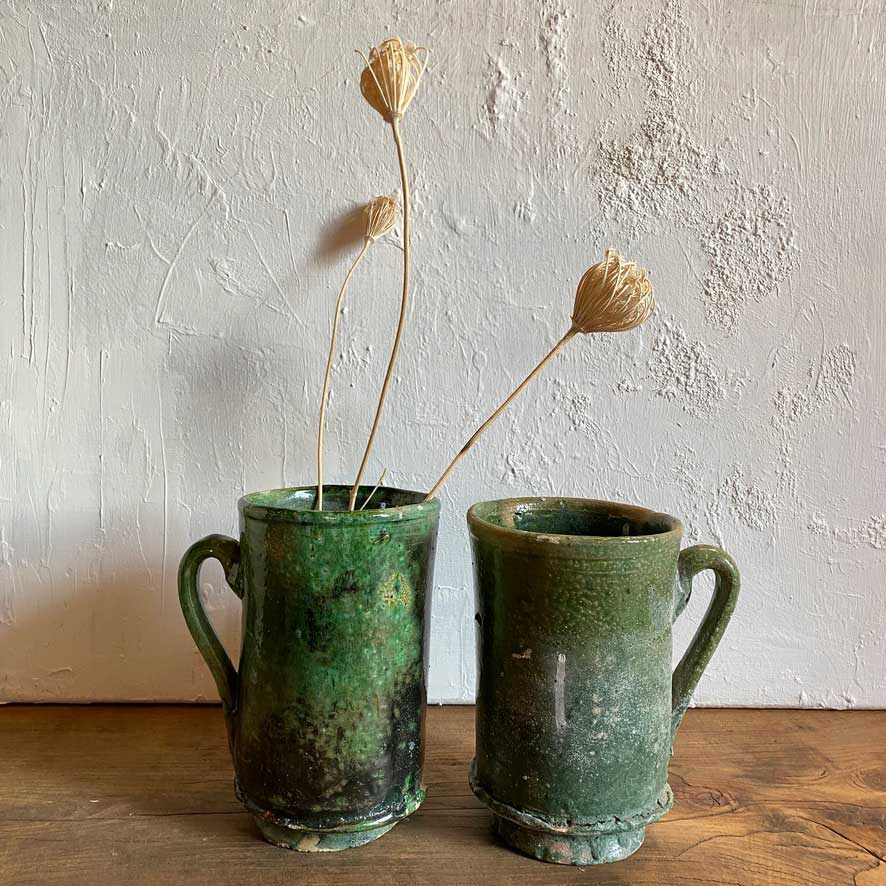Vintage Moroccon Tamegroute Green Vase