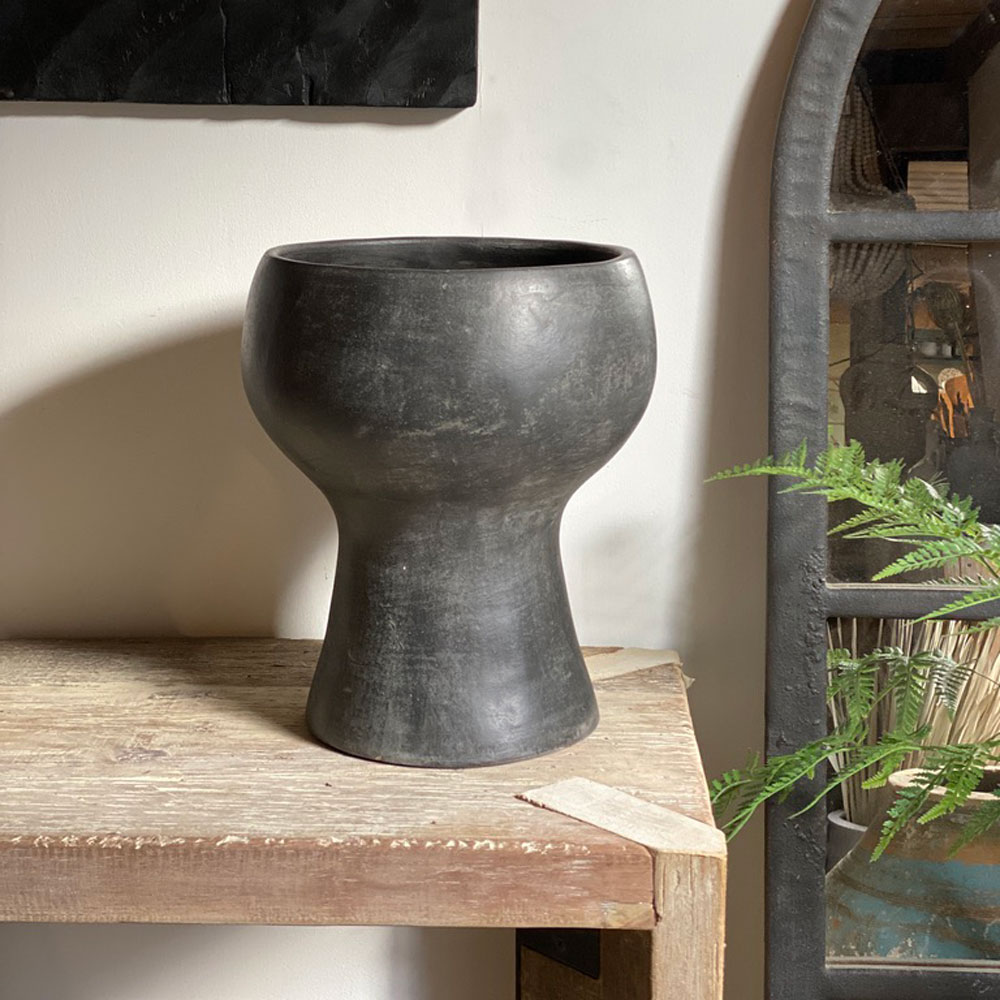 Large Sculptural Black terracotta Vase | Marie