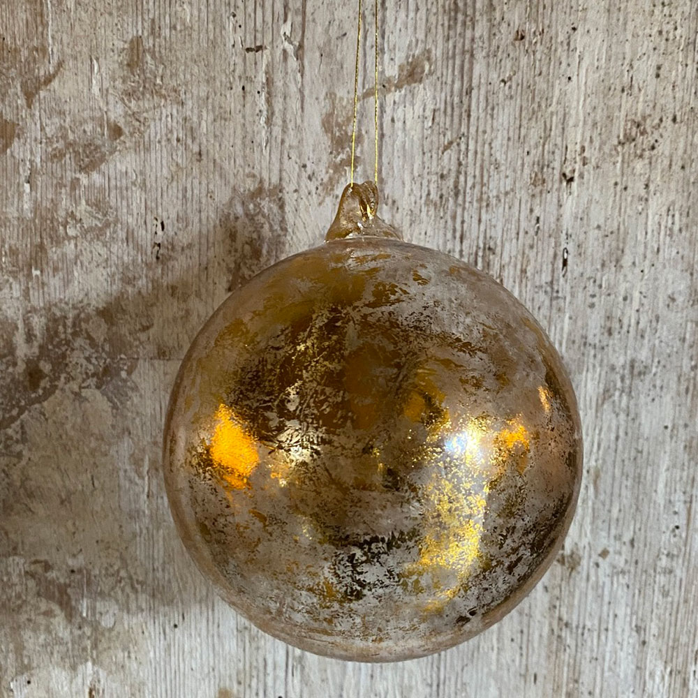 Glass Bauble With Gold Leaf 10cm