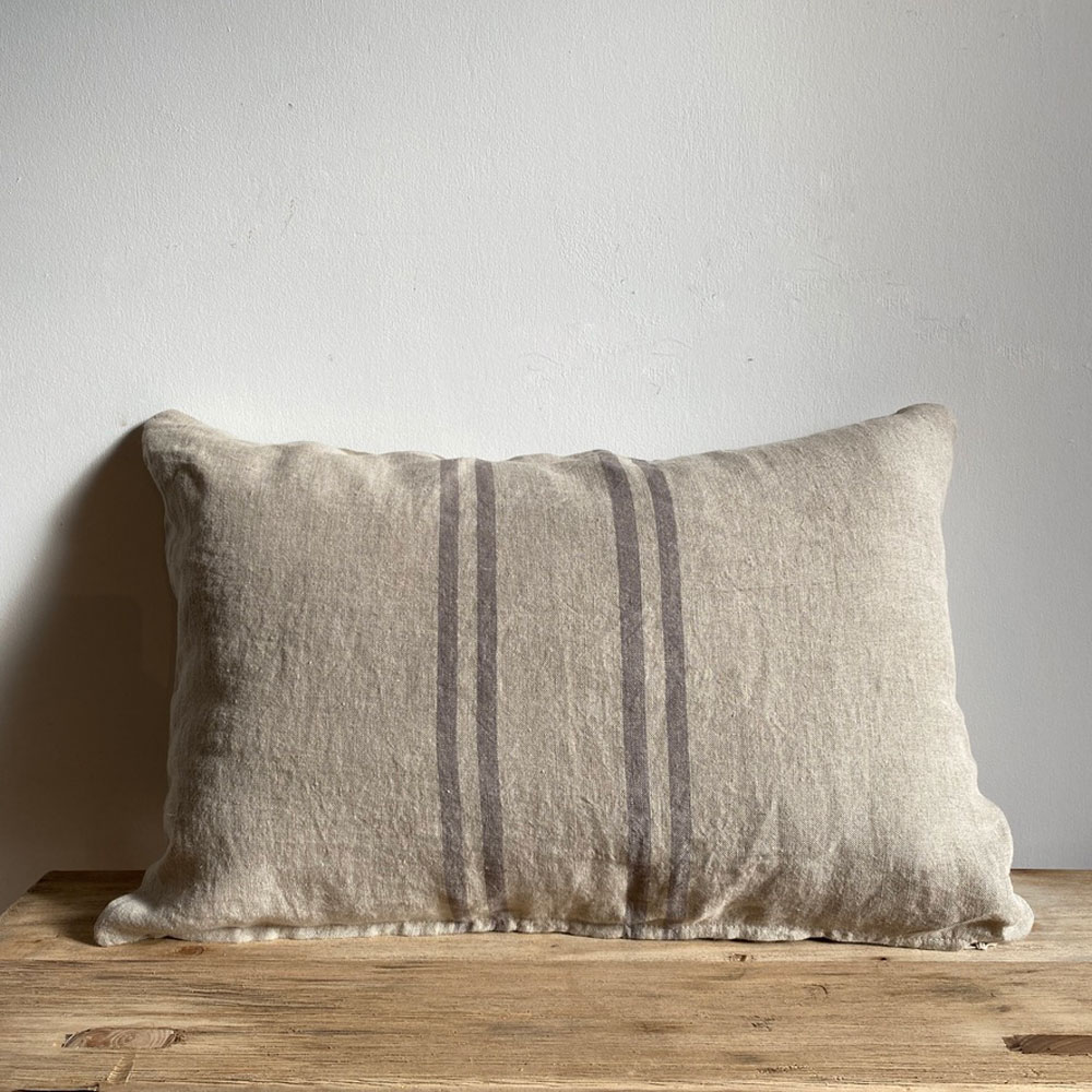 Linen Cushion With Stripe | 60 x 40cm