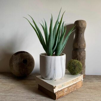 Large Artificial Succulent in Marble Effect Pot