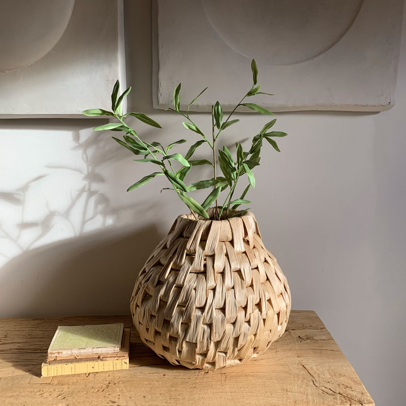 Vase Made From Natural Woven Reeds