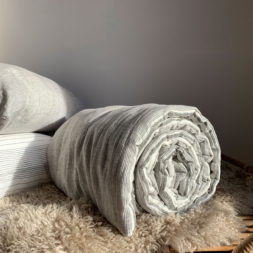 Ticking Stripe Linen Comforter Mattress 90 x 190 cm