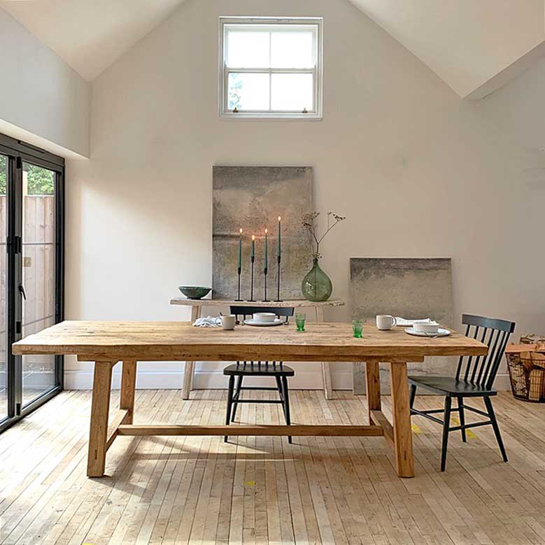 Large handcrafted salvaged dining table | 265cm x 100cm - Jaqueline