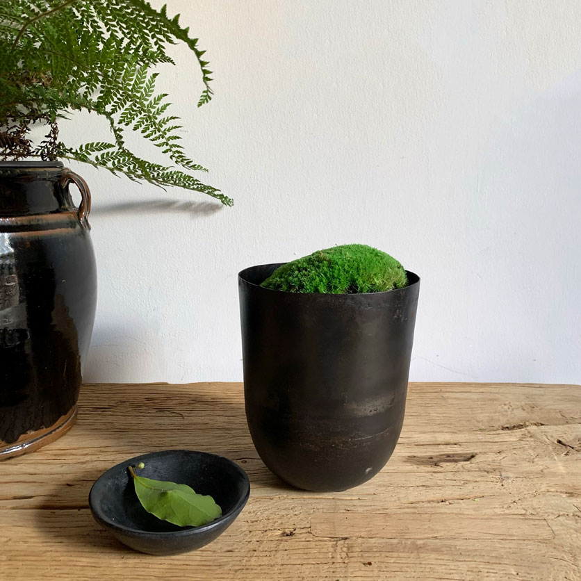 Black Rustic Metal Flowerpot | Welded