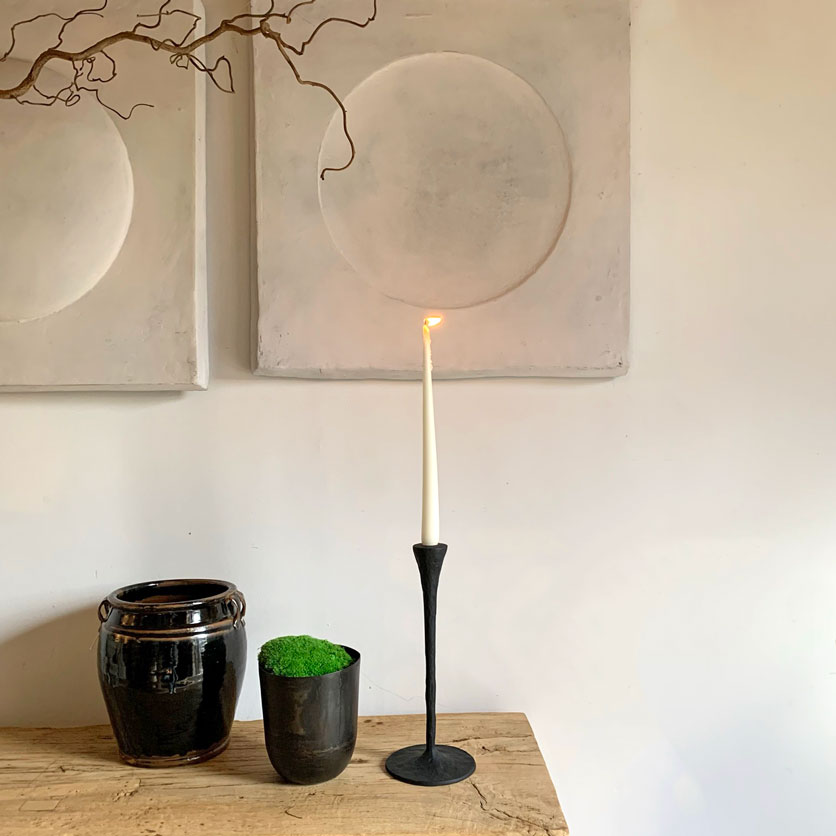 Black metal candlestick holder | Medium