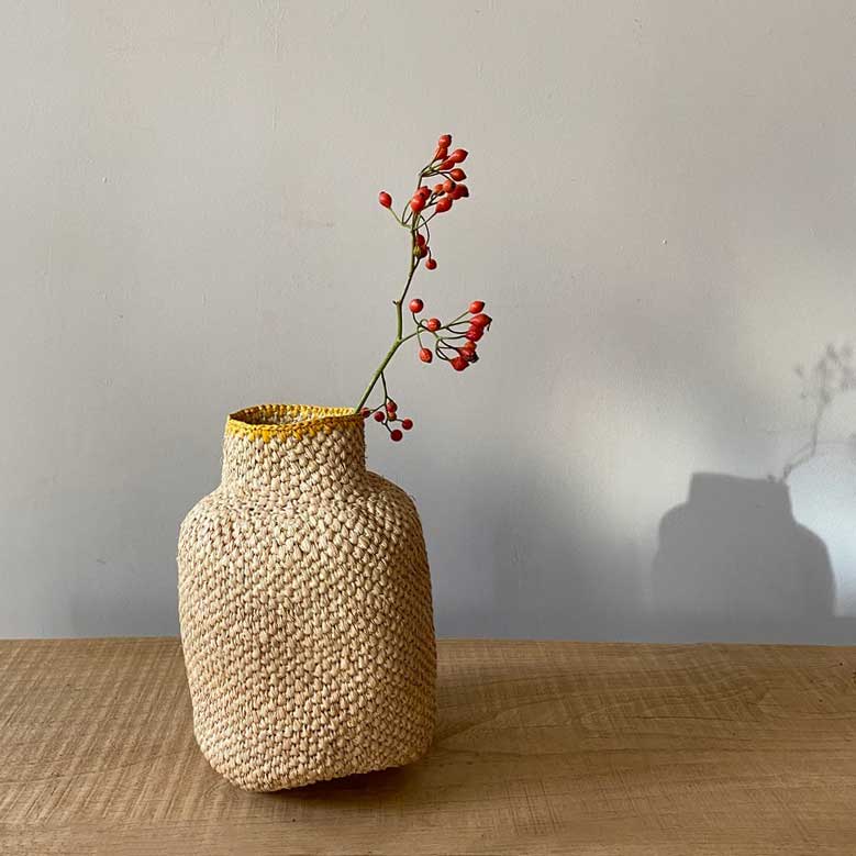Woven Seagrass Stripe Vase | Natural