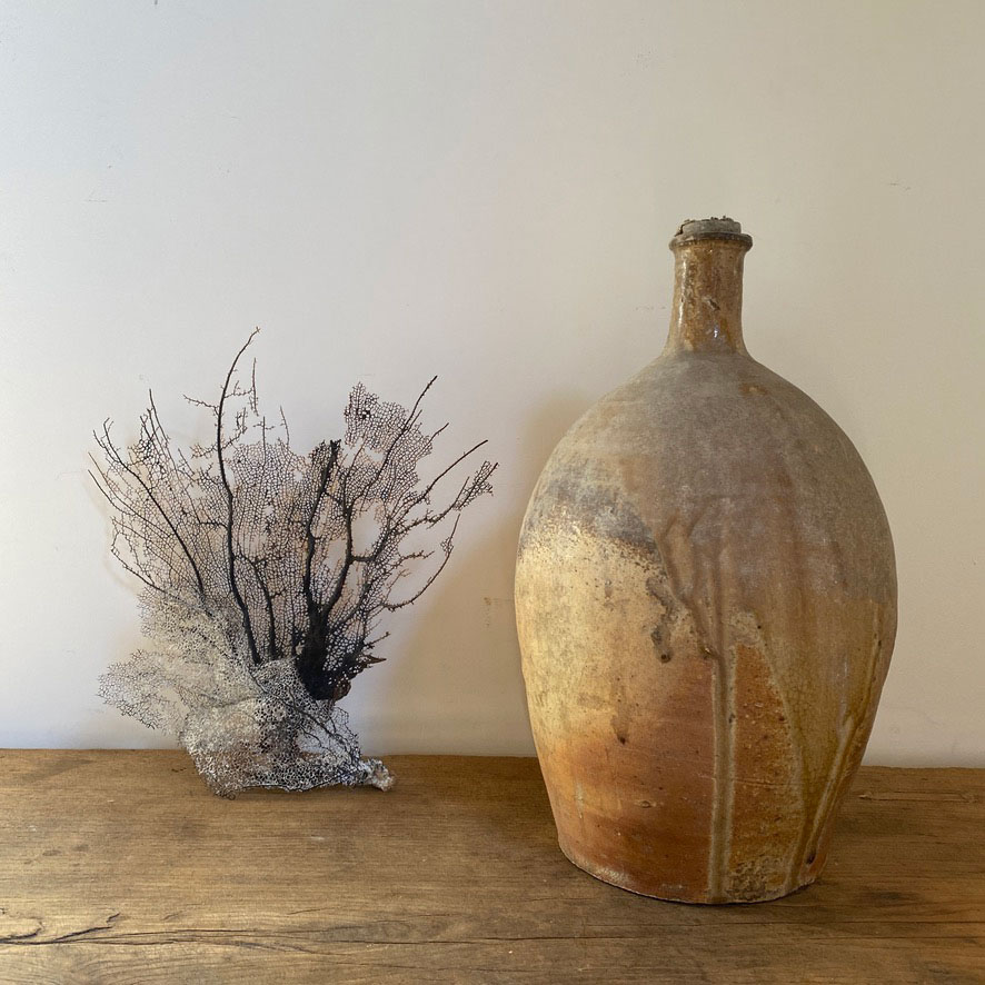 Antique French Earthenware Bottle | Large