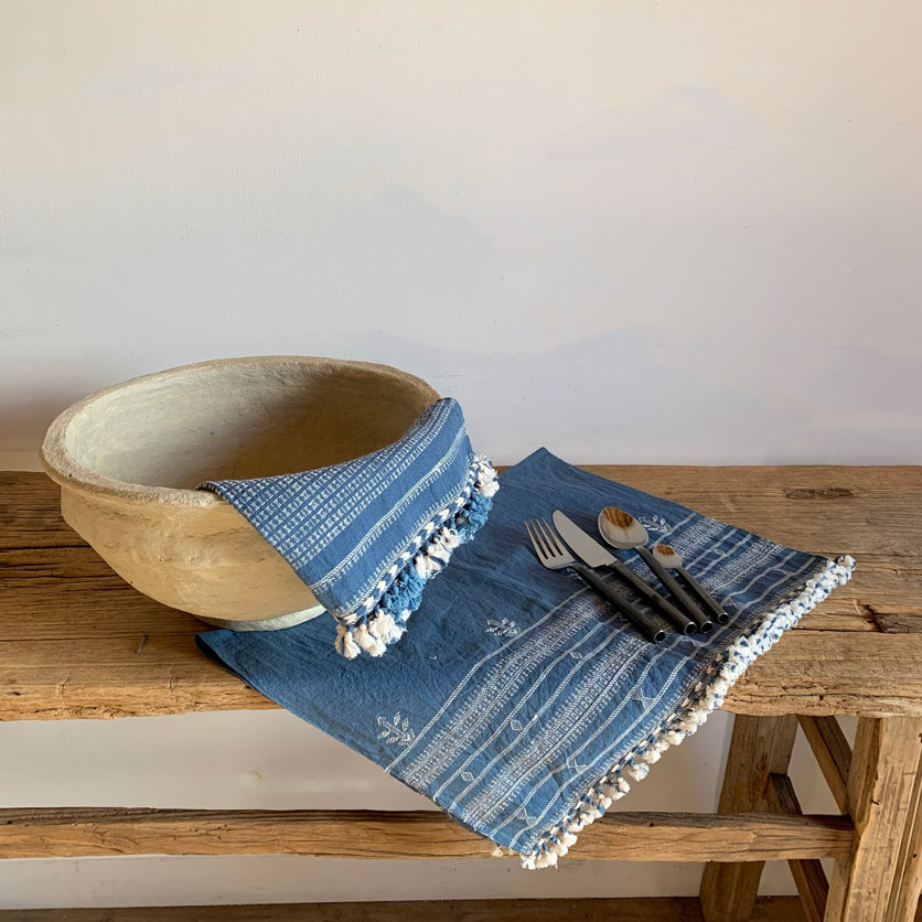 Woven Indigo Cotton Tea Cloth