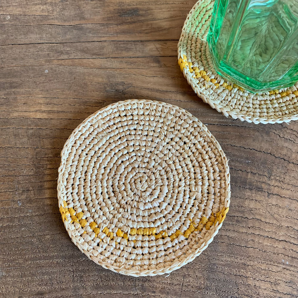 Woven Seagrass Coaster | Yellow