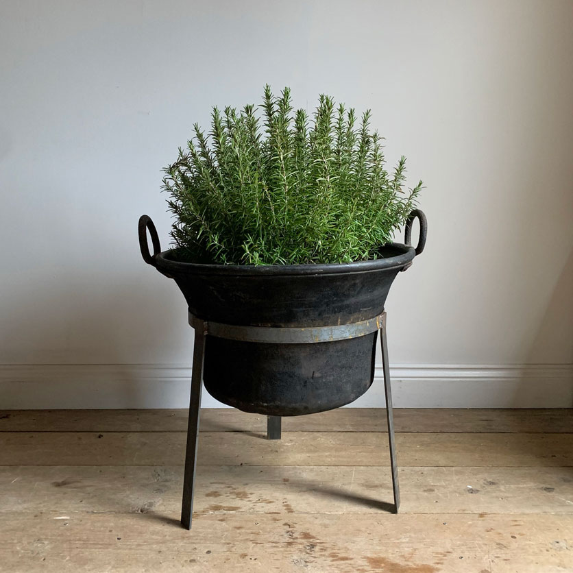 Vintage copper Preserve pot on stand