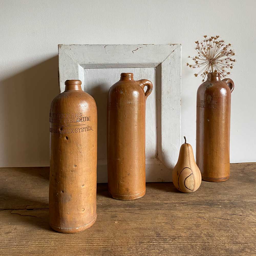 Vintage Earthenware Genievre Bottle