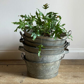 Round vintage galvanised planter