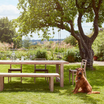 Reclaimed wood garden dining table