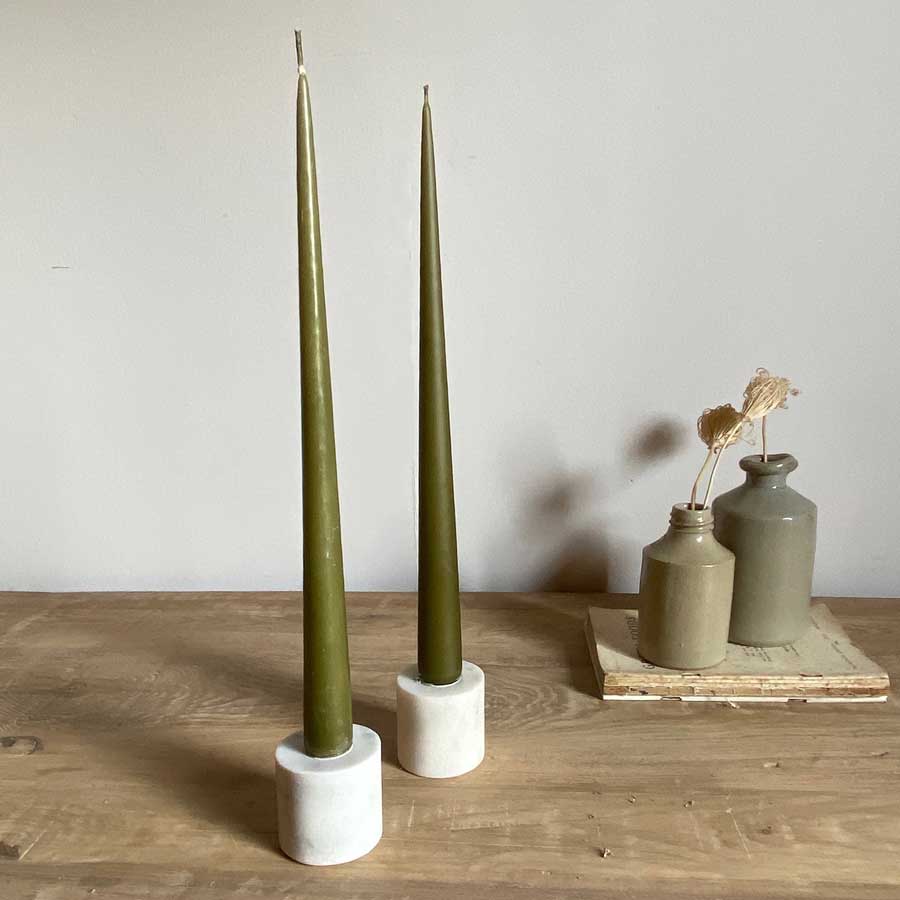 White marble taper candle holder