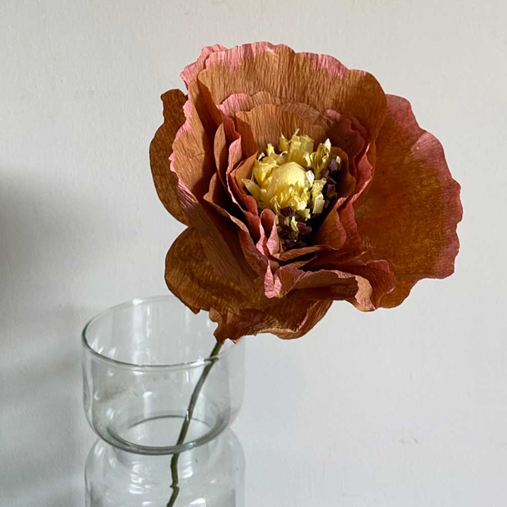 Paper Flower Poppy Dark Ochre