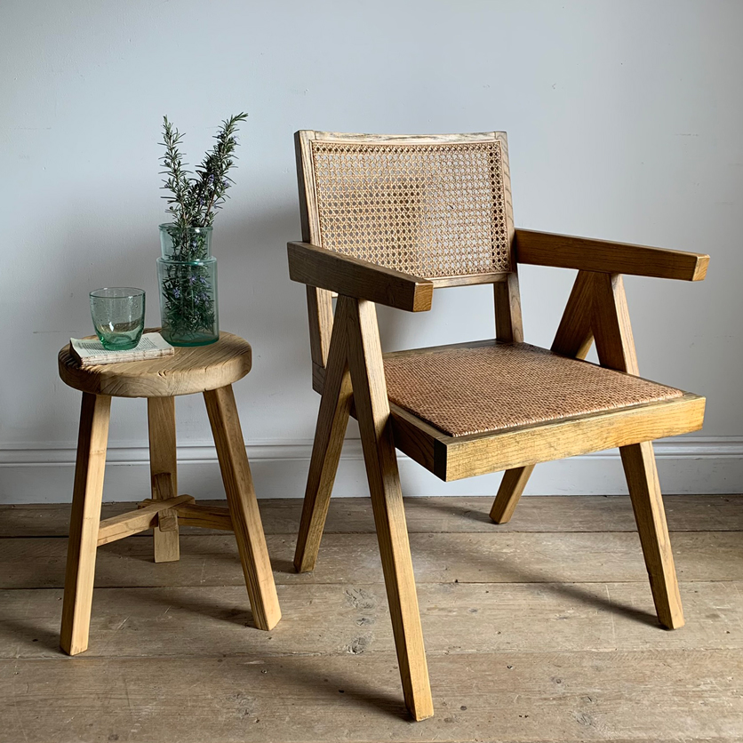 Cane dining chair natural