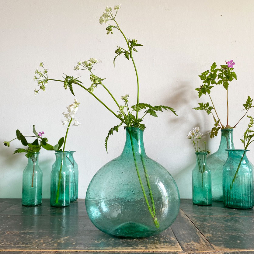 Recycled Glass Vase Round | Aqua