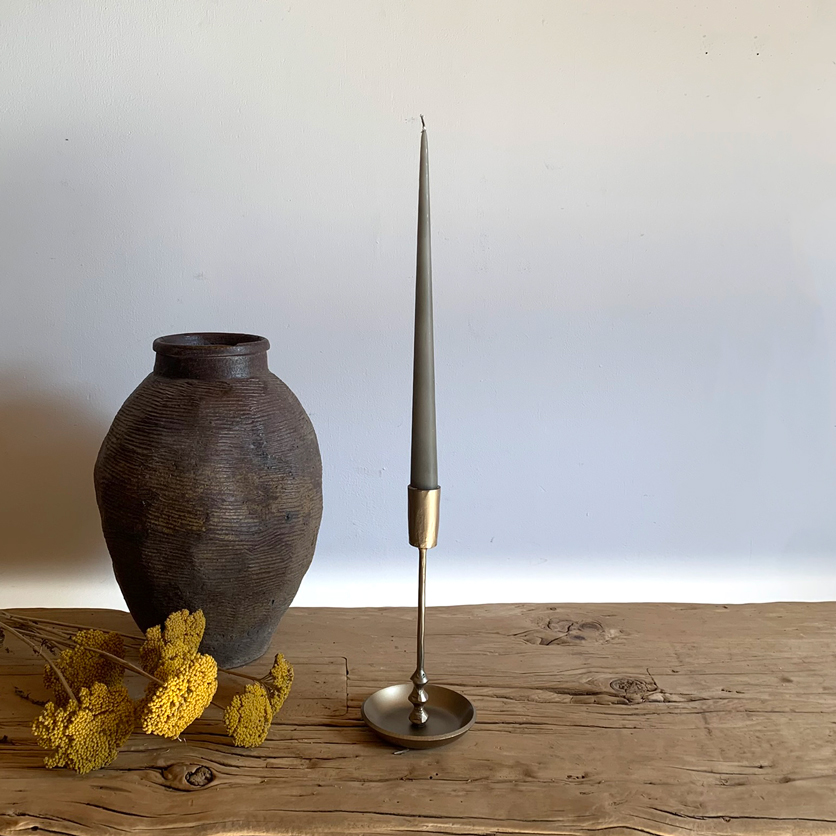 Hand forged candle holder Gold 23 cm