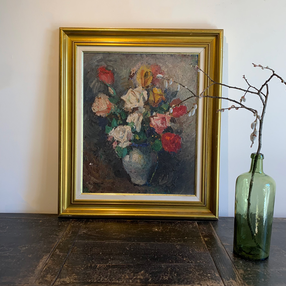 Antique Floral Oil Paining | Stella