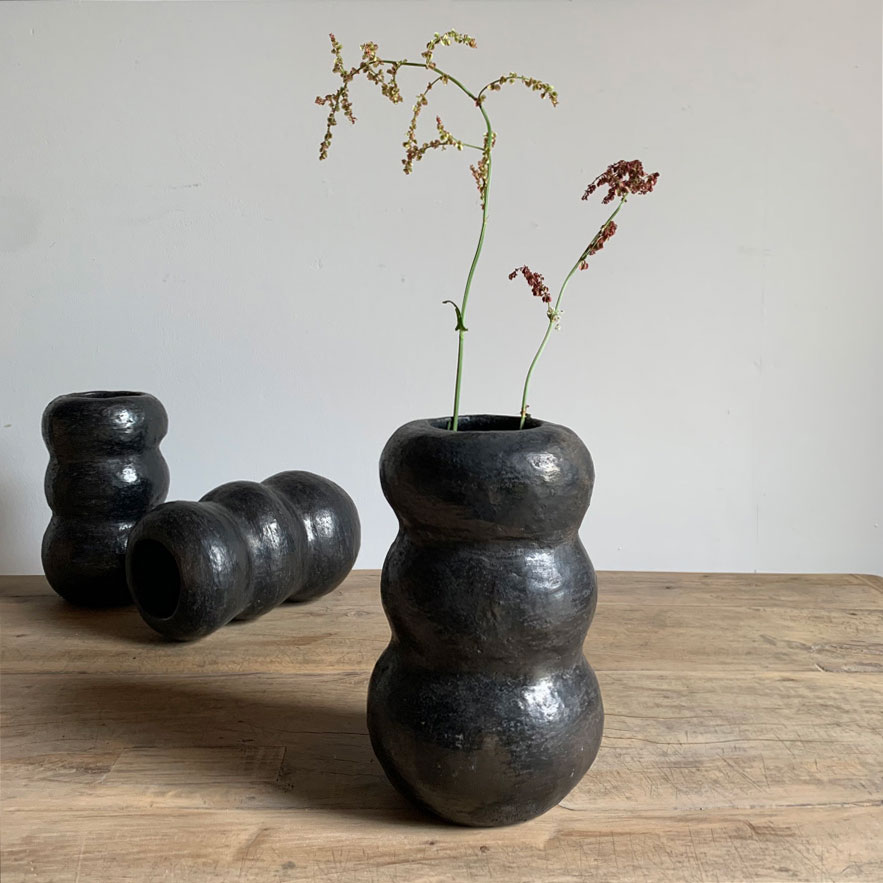 Handcrafted African Pottery Trio Vase