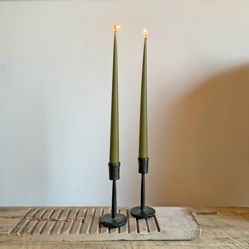 Small black iron candle holder