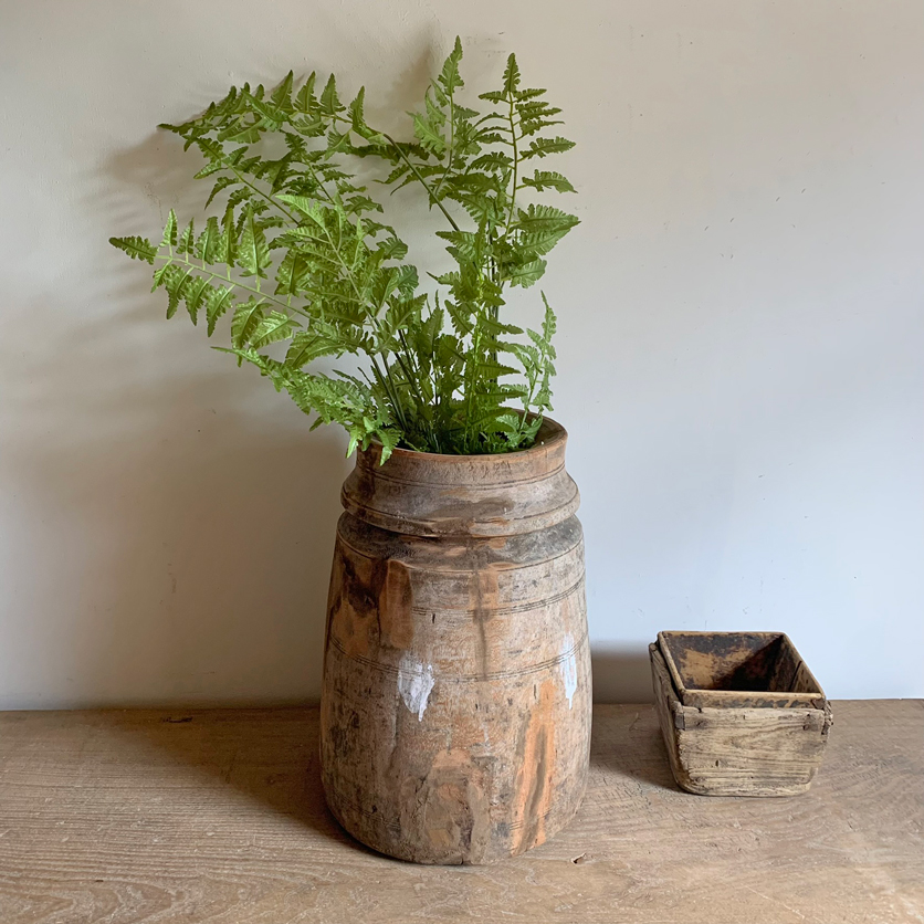 Antique Nepalese Wooden Water Pot Large