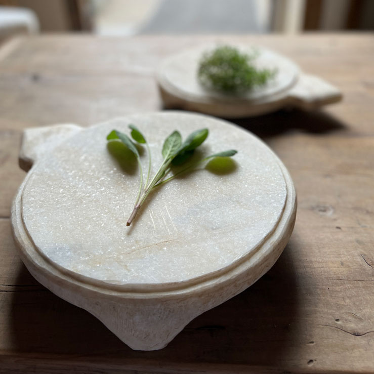 Antique White Marble Round Tray
