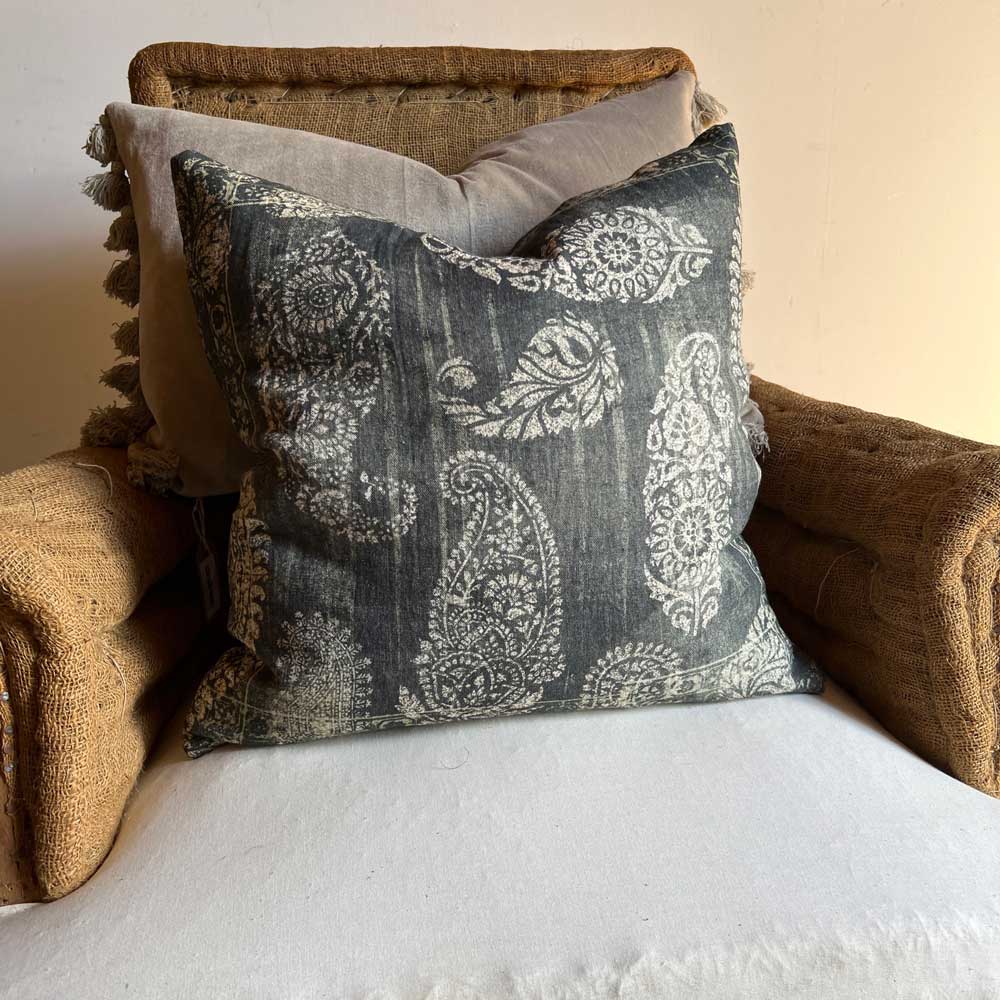 Linen Cushion Paisley Print