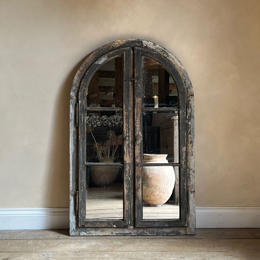 Salvaged Arched Window Mirror