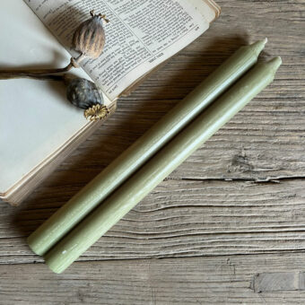 Green Dinner Candles Pair