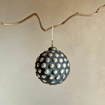 Black glass bauble silver dots
