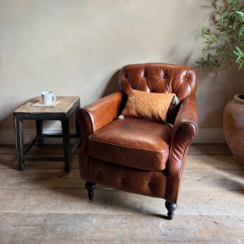 Leather Button Back Club Chair