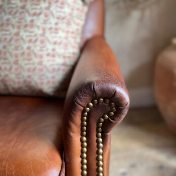 Leather Studed Front Club Chair