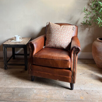 Leather Studded Front Club Chair