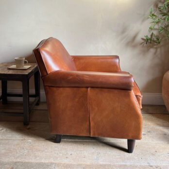 Leather Studed Front Club Chair