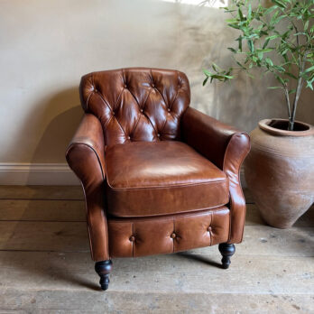 Leather Button Back Club Chair