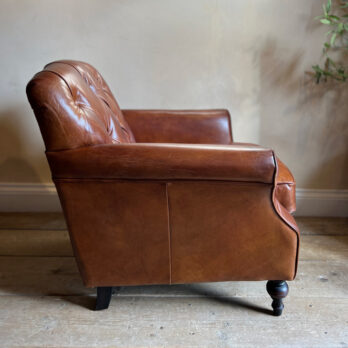 Leather Button Back Club Chair