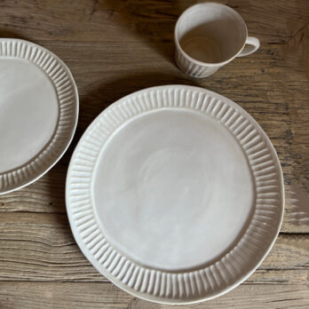 White textured dinner plate