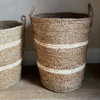 Basket natural and white Large