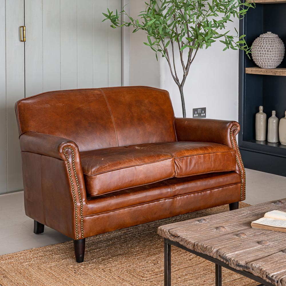Leather two seater sofa