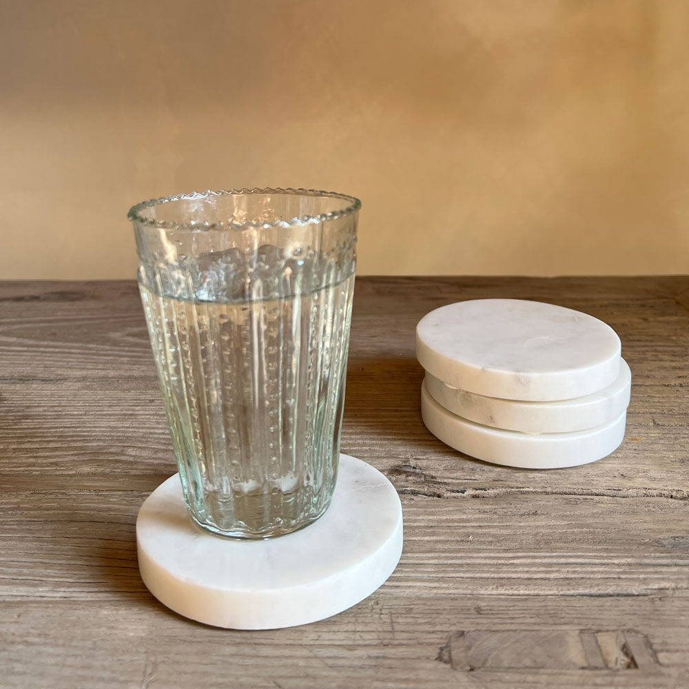 White Round Marble Coasters