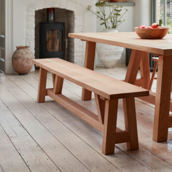 Matching Modern Rustic Oak Dining Bench