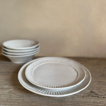White textured dinner plate