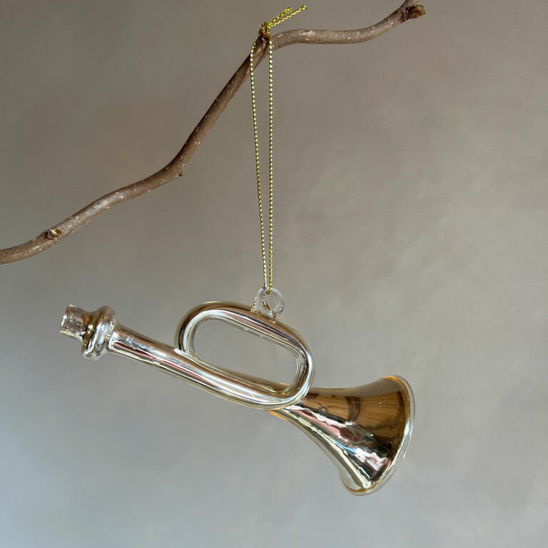 Glass trumpet Christmas decoration