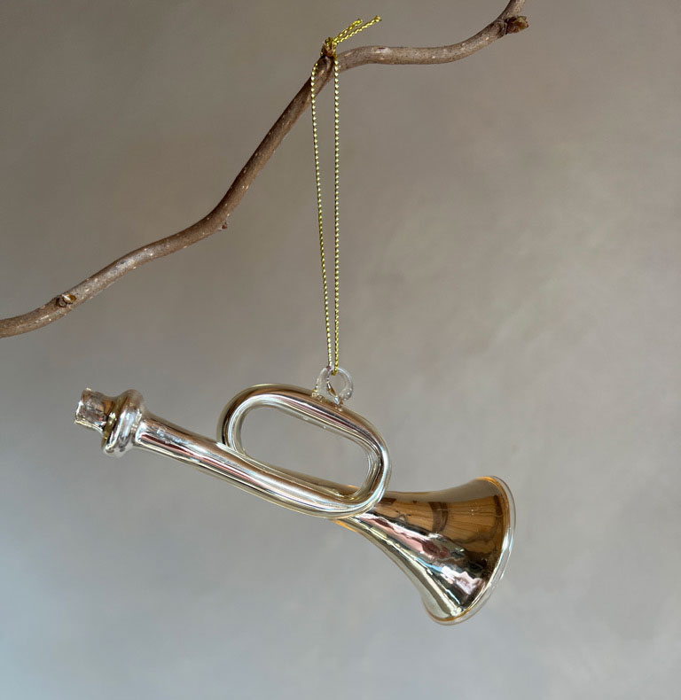 Glass trumpet Christmas decoration