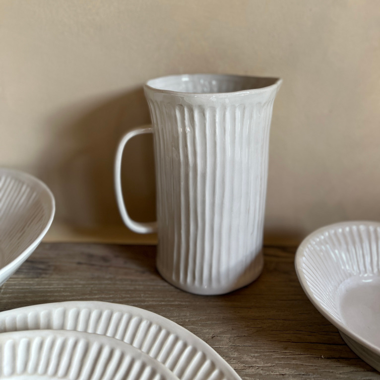White textured water jug
