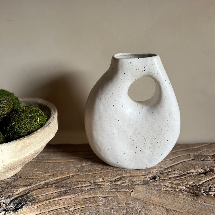 Sculptural white ceramic vase