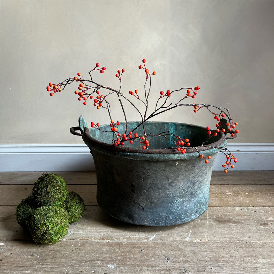 Antique French Copper Cauldron Pot